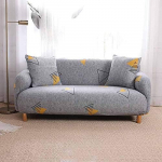 Printed Elastic Sofa Cover Sofa Protector Living Room Office Couch Cover Dustproof Sofa Slipcover Stretch Fabric Anti-Scratch 3 Seater (195-230cm)