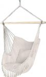 VOUNOT Hanging Chair with 2 Cushions and Book Compartment, XXL Hammock Hanging Swing for Indoor Outdoor Garden, Beige