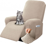 Chingcoo 4-osaline tugitooli kate, k&otilde;ikeh&otilde;lmav tooli kaitsja lamamistoolile, tugitooli kaitsja teleritoolile, t&auml;ielik tooli kate, veniv tooli kate taskutega (Taupe)