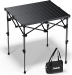 Anbte Campingtisch Klapptisch 67x58cm(LxB) Alumiinium Aufrollbare Maxload kuni 120KG, 2 reguleeritava k&otilde;rgusega BBQ k&uuml;ljelaud, ruudukujuline laud, veekindel, telkimiseks rannas RVs v&auml;ljas siseruumides, must