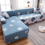Sektsiooniline diivan katab Super Stretch Water Resistance L kuju diivan Cover Universal 2-osaline L-kujuline Slipcovers Set Living Room Anti Slip Dogs Pet Furniture Protector, Blue-1 (3 istekohta + 4 istekohta)