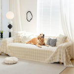Foreate Fuzzy Pl&uuml;sch-Sofabez&uuml;ge, Kunstfell-Couchbezug f&uuml;r 3 Kissen, Couch, Souch, Sofa, Sektional-Couchbezug, warme L-f&ouml;rmige Sofa-Schonbez&uuml;ge f&uuml;r Hunde, Katzen (Beige, 180,3 x 299,7 cm)