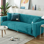 FANSU diivanikate Stretch 1/2/3/4-Seater, t&uuml;rkiissinine pluusne elastne libisemiskindel diivanikate, pestav, universaalne pehme diivanivaip diivanivaipale, m&ouml;&ouml;bli kaitse (3-kohaline, t&uuml;rkiissinine)