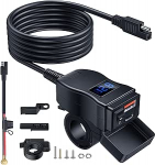 EXTRACTME Motorrad USB Ladeger&auml;t, Dual USB Typ C PD & Quick Charge 3.0 Motorrad Handy Ladeger&auml;t mit Voltmeter & ON/OFF Schalter, Wasserdichtes Motorrad Zubeh&ouml;r f&uuml;r Alle Phone, Tablet, GPS