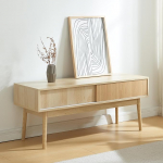 [en.casa] Landskrona TV laud elutoa laud TV kapp TV statiiv Lowboard TV laud 115 x 40 x 48 cm 2 l&uuml;kanduksega Tamme v&auml;limusega