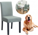 Toolikatted 4 / 6 elastse tooli katte komplekt Universaalne Stretch Cover Toolikate Stretch s&ouml;&ouml;gitoa toolidele (paks samet B-roheline, 6 t&uuml;kki)