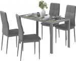 HOMCOM 5-osaline s&ouml;&ouml;gikomplekt koos 1 s&ouml;&ouml;gilaua ja 4 moodsa tooliga k&ouml;&ouml;ki v&otilde;i s&ouml;&ouml;gituppa Faux nahast metallist ja karastatud klaasist Hall
