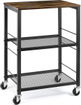 LIANTRAL 3 Tier Rolling Cart Brown Kitchen Cart on Wheels, Multifunctional Storage Trolley, Microwave Stand, Bar Cart for Home and Office