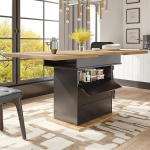 Moimhear teleskoopiline s&ouml;&ouml;gilaud (110-140 x 80 x 75 cm), kokkupandav k&ouml;&ouml;gilaud, pikendatav s&ouml;&ouml;gilaud k&ouml;&ouml;ki, kolme riiuliga (Style 1, must + puit)