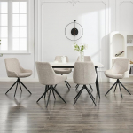 S&ouml;&ouml;gitoa toolid, komplekt 6, moodsad p&ouml;&ouml;rlevad s&ouml;&ouml;gitoolid, k&auml;edeta disainiga k&ouml;&ouml;gitoolid s&ouml;&ouml;gituppa, elutuppa, t&ouml;&ouml;tuppa, valge