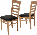 CH62 S&ouml;&ouml;gitooli komplekt 2 puidust tooli kuni 150 kg - t&auml;ielikult kokkupandud - pehmendusega k&ouml;&ouml;gitooli - t&auml;ispuidust p&ouml;&ouml;k (naturaalne - must)