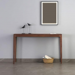 Mid-Century Modern diivanilaud, 4 jalga, puit, ristk&uuml;likukujuline, hoiustamine, p&auml;hkelpuu, konsool, P&otilde;hja-Ameerika uus hiina veranda, pikk baar, seinakapp, pruun, 43" L x 14" W, 33.5" H