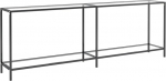 Konsolentisch Wohnzimmertisch Sofatisch schmal Flurtisch mit offene Ablage, Oberfl&auml;che aus Hartglas, Metallrahmen, Transparent 220x35x75,5 cm Hartglas