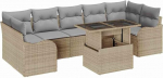 8-teiliges Garten Sofa Set mit Kissen Beige Poly Rattan, 2-Sitzer Garten Sofa mit Stauraum & Kissen Beige Poly Rattan Gartenlounge Model3357153