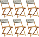 vidaXL Aiatoolid 6 t&uuml;kki kokkupandavad halli pol&uuml; rotangist ja t&auml;ispuidust klapptoolid