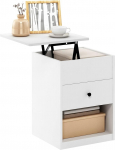 Furinno Jensen Lift Top Bedside Table, Solid White