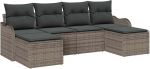 6-teilige Garten Diivan Set mit Kissen Grau Poly Rattan, 2-Sitzer Garten Diivan mit Stauraum & Kissen Grau Poly Rattan Gartenlounge Model3354478
