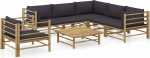 Festnight Garden Lounge Furniture, Patio Garden Furniture Set, Bambus Garden Lounge Diivan, Outdoor Couch Set, Garden Diivan Set, Patio Furniture, 7-osaline