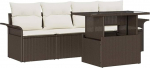 5-teiliges Garten-Sofa-Set mit Kissen aus braunem Poly-Rattan, 2-Sitzer Garten-Sofa mit Stauraum & Kissen aus braunem Poly-Rattan Gartenlounge Model3356921