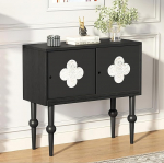 Must konsoollaud, kitsas k&uuml;ljelaud, kitsas konsoollaud koos hoiuruumiga elutuppa, koridori, fuajeesse ja kontorisse, 4 s&uuml;sineterasest jalga (80 x 20 x 88 cm / 31 x 8 x 35 tolli)