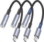 USB C ja 3,5 mm pistiku audioadapter (3 Pack) 3,5 mm USB-C k&otilde;rvaklappide adapter DAC Hi-Fi Stereo AUX t&uuml;&uuml;p C &Uuml;hildub iPhone 16 15 iPad Pro Samsung Galaxy S25 S24 S23 Hall 3