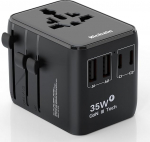 Hichain reisiadapter, 35 W universaalne reisipistik 2 USB A ja 2 USB C, rahvusvaheline pistik Traval adapter Saksamaale, USA-le, Inglismaale, reisitarvikud