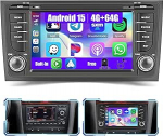 4G + 64G autoraadio Android 15 Audi A6 jaoks koos traadita Carplay, Android auto, 7-tolline puuteekraaniga raadioauto koos GPS, WiFi, RDS/FM, USB, SWC, mikrofon, tagurduskaamera
