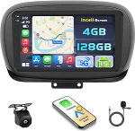 Hikity 2G + 64G autoraadio Android 13 Fiat 500X 2014-2020 jaoks 9-tollise puuteekraaniga, 2-DIN stereo juhtmevaba Carplay, Android auto, raadio FM/RDS, BT, GPS, WiFi + tagurduskaamera + mikrofoniga