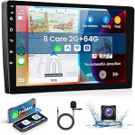 Hodozzy [8 Core] 2G + 64G Android Car Radio 2 DIN traadita Carplay Android auto, 9-tolline IPS puuteekraaniga Mirror Link DSP GPS navigatsioon WiFi Bluetooth FM RDS raadio Double DIN mitu UI