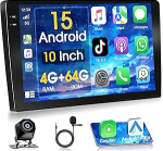2 DIN 4G + 64G autoraadio 10-tolline 1280P puuteekraaniga stereoraadio koos Android 15 s&uuml;steemiga, A-pple Carplay Android auto GPS Bluetooth 5.0 WiFi FM/RDS 2USB toetab DAB+ OBD2