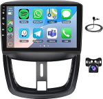 Podofo autoraadio Peugeot 207 2006-2015 juhtmevaba Carplay Android autole, 9-tolline IPS puuteekraan, 8 Core 2+64G, Android autoraadio tugi Bluetooth/WiFi/peeglilink/GPS + tagurduskaamera