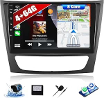 8-tuumaline 4+64G Android 13 autoraadio Mercedes Benz E-klassile CLS klassile W211 W219 2005-2008 koos Carplay Android autoga, 9-tolline puutetundlik raadio Bluetoothiga WiFi GPS FM/RDS 32EQ SWC + tagurduskaamera