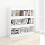 Homvdxl Wide Bookcase 4 Tier 103 x 100 cm (H x W) Small Free Standing Bookcase Modern Room Divider Display Shelf for Office Living Room (White)