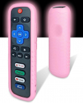 Roku kaugjuhtimispuldi &uuml;mbris - keskkonnas&otilde;bralik silikoonist materjal, kukkumiskindel, tolmukindel, pestav, &uuml;hildub enamiku Roku h&auml;&auml;lpuldi mudelitega, Roku TV kaugjuhtimispuldi &uuml;mbris (roosa)