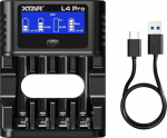 XTAR L4 Pro multifunktsionaalne nutikas laadija, s&auml;&auml;stke &uuml;le laetud akud! &Uuml;hildub 1,2V AA/AAA Ni-MH ja 1,5V Li-ion akudega, v&otilde;imaldab t&auml;pset kiirlaadimist.