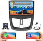 Hikity 2G + 64G Android 15 autoraadio Peugeot 207 2006-2010 9-tollise puuteekraaniga, raadio 2 DIN traadita Carplay Android Car RDS/FM raadio BT GPS WiFi + tagurduskaamera + mikrofon