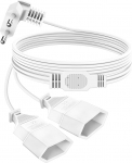 Pikenduskaabel, Euro-pistik, 5 m pikenduskaabel, lame pistikupesa adapter, 2-in-1 toitekaabel, kolmekordne C-t&uuml;&uuml;pi pistik, 0,75 mm&sup2; max, lame pistikupesa pikendus telerile, arvutile, arvutile, monitorile