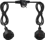 Topelt pistikupesa pikenduskaabel, 2 pistikupesa PVC kaabel paindliku kaabliga H05VV-F 3G Iga 2 m m&otilde;lemal pool 250V 16A Maksimaalne 3680W IP20 Must