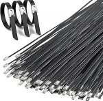 Raske roostevabast terasest kaablisidemed, metallist kaablisidemed sise- ja v&auml;litingimustes kasutamiseks, mustad traat sidemed, turvaline &uuml;hendus aia, toru, talu, elektri, kaabli jaoks (200 t&uuml;kki, 30cm)