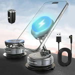 15 W kiirlaadimise autohoidja koos laadimisfunktsiooniga, 360&deg; p&ouml;&ouml;ratav ja kokkupandav auto traadita laadija mobiiltelefoni hoidja iPhone'ile Mag Safe, magnetiline mobiiltelefoni hoidja auto vaakum imemine