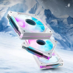 AsiaHorse RGB PC Fan 120 mm Reverse Blade Case Fan Pack of 3 [Infinity Mirror] [HDB] 1800RPM ARGB Fan 5V3PIN ARGB and 12V4PIN PWM Fan, 50,000 Hours Life AMICI5GT White Reverse