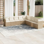 Snsowed 9-TLG. Garten-Sofagarnitur mit Kissen Beige Poly Rattan, Lounge Gartenm&ouml;bel Set, M&ouml;belsets, Balkon M&ouml;bel, Gartenlounge, Gartensofa - 3249617