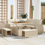 Rantry 8-TLG. Garten-Sofagarnitur mit Kissen Beige Poly Rattan Akazie Gartenlounge Model3361866