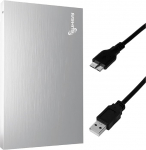 SUHSAI Kaasaskantav v&auml;line k&otilde;vaketas 1TB Pocket Size Backup HDD 2.5" v&auml;line andmesalvestus k&otilde;vaketas USB 3.0 k&otilde;vaketas &uuml;hildub Gaming PC Mac Laptop PS3 PS4 Silver