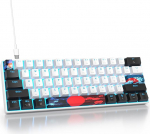 SOLIDEE mehaaniline m&auml;nguklaviatuur 60%, 61 klahvi lineaarse punase l&uuml;litiga, juhtmega mehaaniline klaviatuur LED taustavalgustusega, kompaktne klaviatuur, PS5/PS4/Xbox (61 valge)