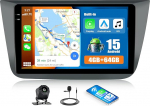 CAMECHO 4+64G Android 13 autoraadio Seat Altea 2004-2016 juhtmevaba Carplay Navi, 2 DIN Carplay raadio 9-tollise IPS puuteekraaniga Bluetooh5.0 FM/RDS, Android autokuvar koos tagurduskaameraga