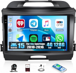 CAMECHO 4G + 128G Android 15 autoraadio Kia Sportage 2010-2016 koos Carplay Android autoga, 9-tolline IPS puuteekraaniga 2 DIN autoraadio Bluetooth 5.0, FM, GPS, EQ, SWC, Canbus + tagurduskaameraga
