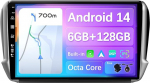 JOYX - [6G+128G] - Android 13 autoraadio, mis sobib Peugeot 2008 208 (2012-2018) jaoks - Traadita Carplay/Android auto - Kaamera ja mikrofon - IPS 10.1 tolli 2 DIN - Sisseehitatud DSP - SWC WiFi DAB Fast-Boot 360 kaamera