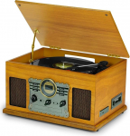 10-in-1 vin&uuml;&uuml;lplaadim&auml;ngija Vintage Wood Bluetooth, DAB+/FM raadio, CD/MP3 m&auml;ngija, kassett, USB/SD salvestus ja stereok&otilde;larid