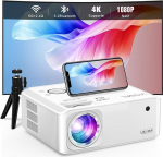 Electric Keystone 6D/4P projektor 4K kodukino 28000 luumenit, VISSPL Full HD 1080P WiFi Bluetooth projektor mobiiltelefoni v&auml;ljas, PPT, &plusmn;50&deg; zoom, projektor &uuml;hildub TV Box/PS5/iOS/Android telefoniga